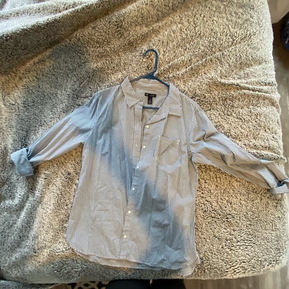 GAP Tops - Blue and white striped boyfriend shirt by GAP